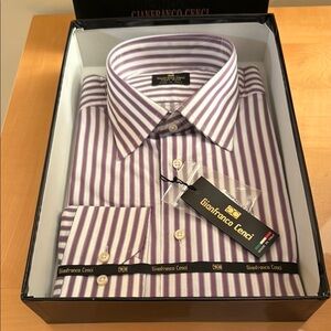 Men's Purple Striped Dress Shirt